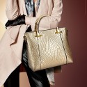   Women PU Barrel Shoulder Bag / Tote - Beige / Gold / Black  