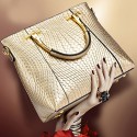   Women PU Barrel Shoulder Bag / Tote - Beige / Gold / Black  