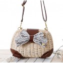 Women-Casual-Straw-Tote-White / Brown  