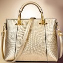   Women PU Barrel Shoulder Bag / Tote - Beige / Gold / Black  